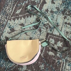 Coach Cream and Pink Crossbody Bag with Elegant Design